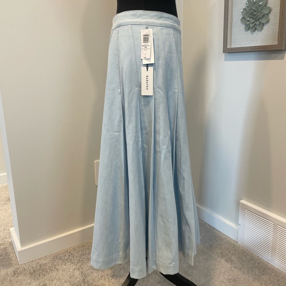 Babaton Light Blue Pleated Midi Skirt - Picture 3 of 11